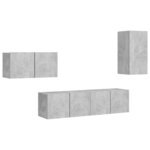 vidaXL Ensemble de meuble TV 4 Pièces Gris béton Aggloméré