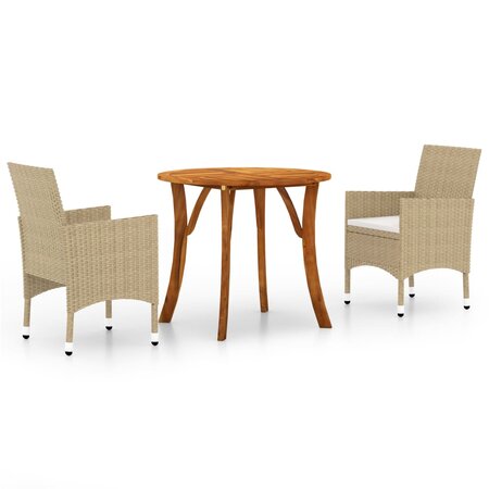 vidaXL Ensemble de salle à manger de jardin 3 Pièces Beige