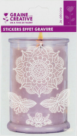 Sticker pour verre Effet Gravure Rosace Papillon