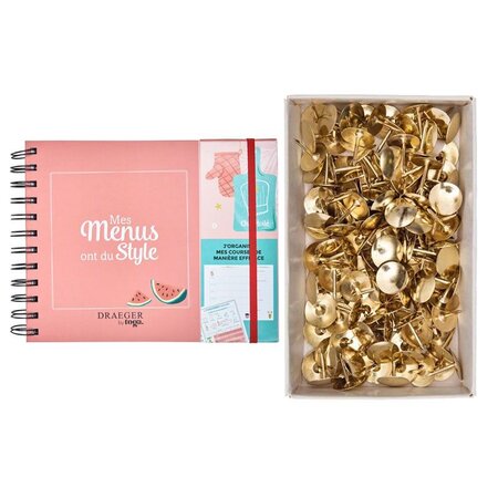 Menu planner Jungle + 150 punaises dorées