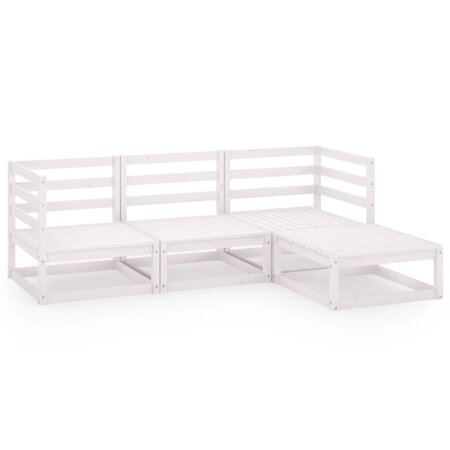 vidaXL Salon de jardin 4 Pièces Blanc Bois de pin massif