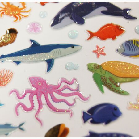 Autocollants - Animaux marins - Paillettes - Époxy