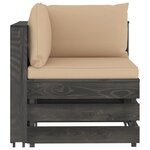 vidaXL Salon de jardin 4 Pièces avec coussins gris bois imprégné