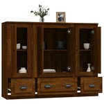 vidaXL Buffets 3 Pièces chêne marron bois d'ingénierie