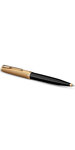 PARKER 51 Deluxe Bille  Corps Résine Noire + Capuchon plaqué or  Recharge noire pointe moyenne  Coffret cadeau