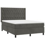vidaXL Sommier tapissier matelas et LED Gris foncé 140x190 cm Velours