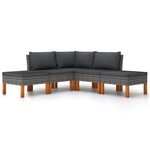 vidaXL Salon de jardin 5 Pièces avec coussins Résine tressée Gris