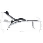 vidaXL Chaise longue Aluminium Textilène Noir