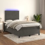 vidaXL Sommier tapissier matelas et LED Gris foncé 120x200 cm Velours