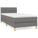 vidaXL Lit à sommier tapissier avec matelas Gris foncé 90x200 cm Tissu