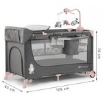 Kinderkraft lit d'enfant de voyage joy avec accessoires rose et gris