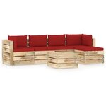 vidaXL Salon de jardin 6 Pièces avec coussins Bois imprégné de vert
