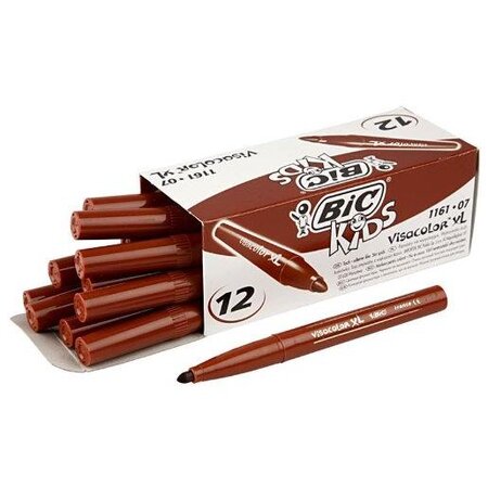 Boîte de 12 feutres de coloriage KIDS VISACOLOR XL Pte large Bloquée Marron BIC