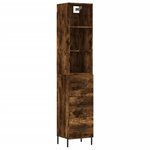 vidaXL Buffet haut Chêne fumé 34 5x34x180 cm Bois d'ingénierie