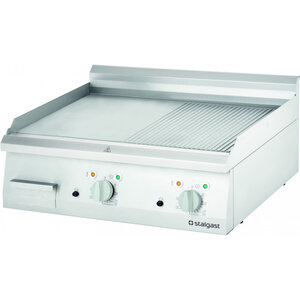 Plaque à snacker électrique 700 double lisse-rainurée 8.1 kw - stalgast -  - inox 800x700x250mm