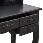 vidaXL Coiffeuse avec tabouret et miroir pliable en 3 Noir