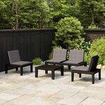 vidaXL Salon de jardin 4 Pièces avec coussins Plastique Gris