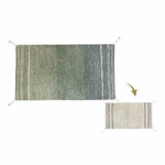 Tapis coton réversible - bleu et beige - 80 x 140 cm