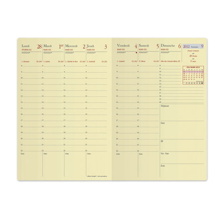 Recharge (Sans Couverture) Agenda Affaires Prestige + Répert. 10 x 15 cm QUOVADIS