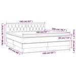 vidaXL Sommier tapissier et matelas et LED Gris foncé 160x200 cm Tissu