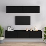 vidaXL Meubles TV 5 Pièces Noir Bois massif de pin
