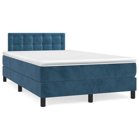 vidaXL Lit à sommier tapissier et matelas Bleu foncé 120x200cm Velours