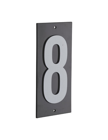 THIRARD - Plaque de signalisation 8  marquage blanc sur fond noir  panneau ABS à visser  56x120mm
