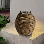 Lanterne solaire bohème raffy solar bois foncé polyrotin h33cm