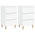 vidaXL Tables de chevet avec pieds en bois 2 Pièces Blanc 40x35x69 cm