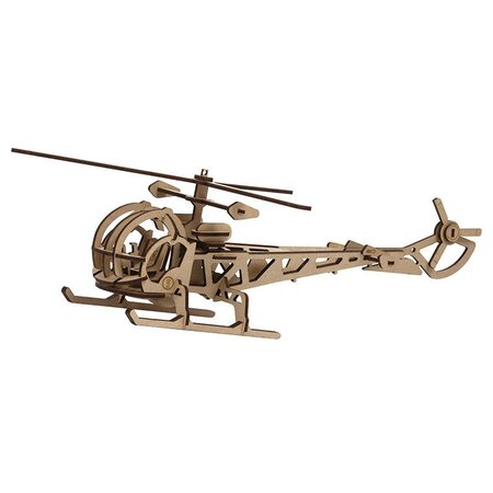 Maquette 3D en bois MDF - Hélicoptère - 38 x 13 cm