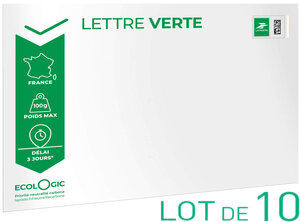 Prêt-à-Poster - Lettre Verte - 100g - Format C5 - Enveloppe en lot de 10