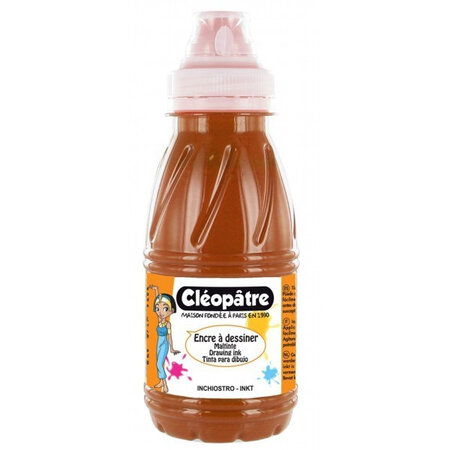 Flacon encre à dessiner cléopâtre 250 ml sépia terre de sienne