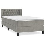 vidaXL Lit à sommier tapissier et matelas Gris clair 100x200cm Velours
