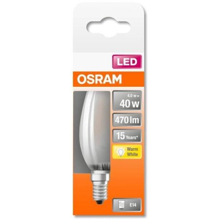 Osram ampoule led flamme verre dépoli 4w=40 e14 chaud