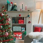 Boule de Noël en verre rouge et blanc Ø 8 cm