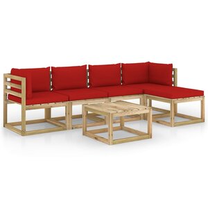 vidaXL Salon de jardin 6 Pièces avec coussins bois de pin imprégné