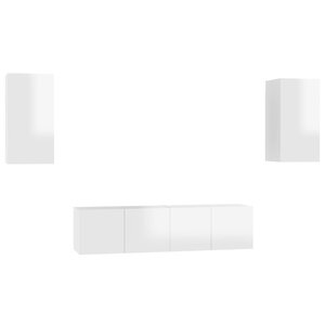 vidaXL Ensemble de meubles TV 4 Pièces Blanc brillant Aggloméré