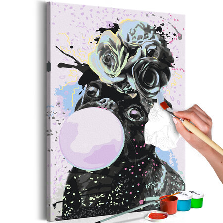 Tableau à peindre par soi-même - bubble gum pug l x h en cm 40x60