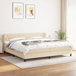 vidaXL Lit à sommier tapissier avec matelas Crème 200x200 cm Tissu
