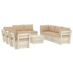 vidaXL Salon de jardin palette 9 Pièces avec coussins Épicéa imprégné