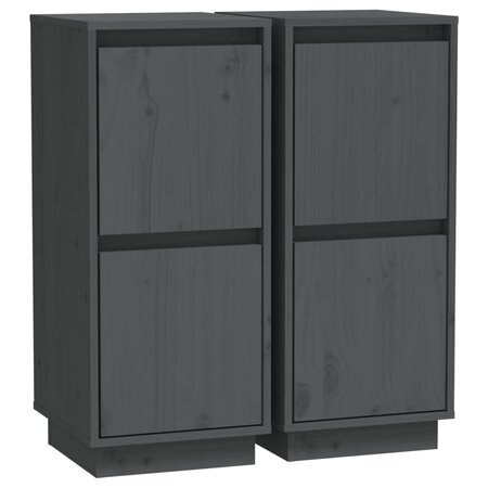 vidaXL Buffets 2 Pièces Gris 31 5x34x75 cm Bois massif de pin