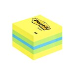 Mini bloc cube 400 feuilles 5 1 x 5 1 cm citron + bleu et vert post-it
