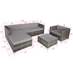 Tectake Salon bas de jardin MILAN 5 places - gris