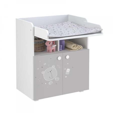 Commode à langer POLSKA TEDDY BLANC-GRIS