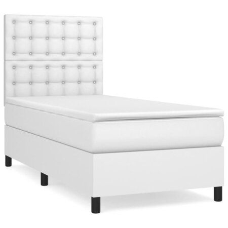 vidaXL Lit à sommier tapissier avec matelas Blanc 90x190 cm Similicuir