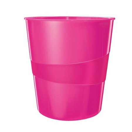 Corbeille à papier wow capacité 15l polypropylène d29 x h32 4 cm rose brillant leitz