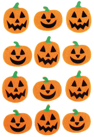 Stickers citrouille feutrine 4 à 5 cm 12 pièces