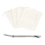 4 filtres à thé réutilisables + paille inox avec filtre