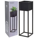 H&S Collection Pot de fleurs sur pied Métal Noir 70 cm
