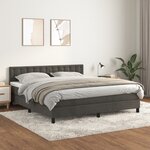 vidaXL Lit à sommier tapissier et matelas Gris foncé 160x200cm Velours
